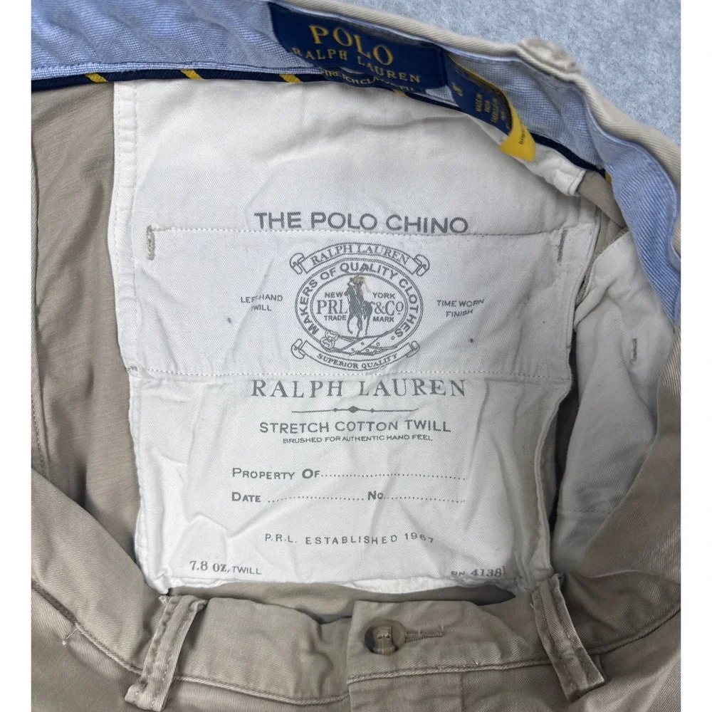 Polo Ralph Lauren Chino Shorts Mens 35 Tan Stretch Classic Fit Flat Front Khaki